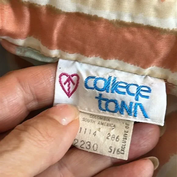 Vintage 70s College Town Striped Orange, Blue, Green, Tan & Cream Shirt - Picture 8 of 9